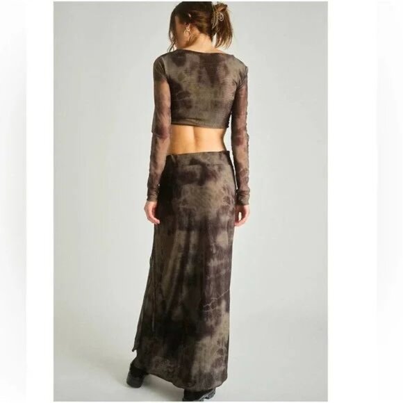 FREE PEOPLE Supernova SET Crop Top & Maxi Wrap Skirt Size XS Mocha Combo NEW - Picture 3 of 12